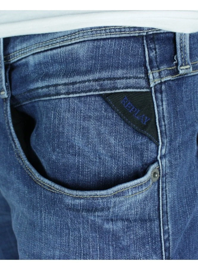 Replay Mens Hyperflex Re-Used Anbass Slim Stretch Denim Mid Blue 007 - Image 4