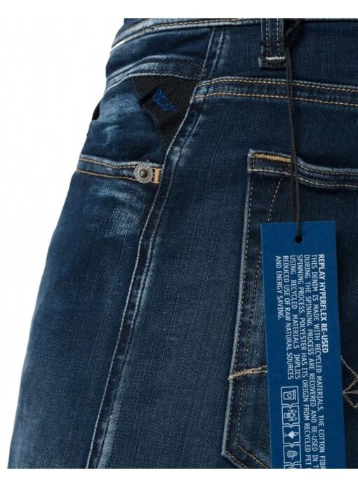 Replay Mens Hyperflex X-lite Re-Used Anbass Stretch Slim Fit Denim Medium Blue 007 - Image 3