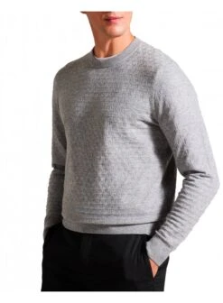 Ted Baker Loung Mens Long Sleeve Jumper Grey Marl Grey Marl